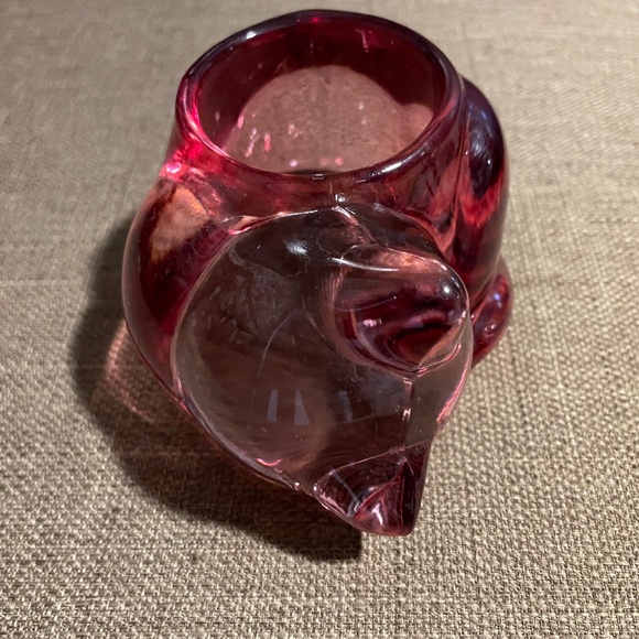 VTG Indiana Glass Cranberry sleeping cat votive candleholder - Picture 3 of 6